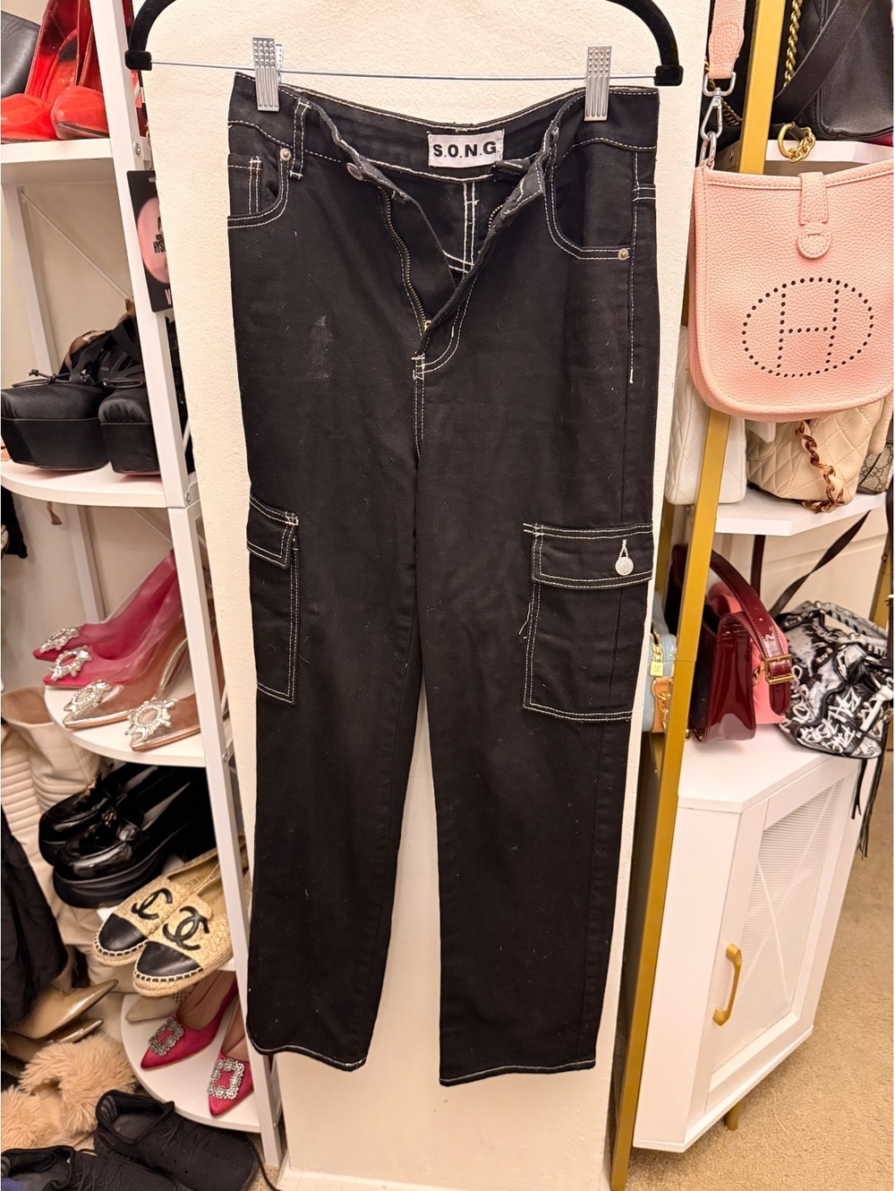 S.O.N.G. Black Cotton Cargo Pants Size 0/24
